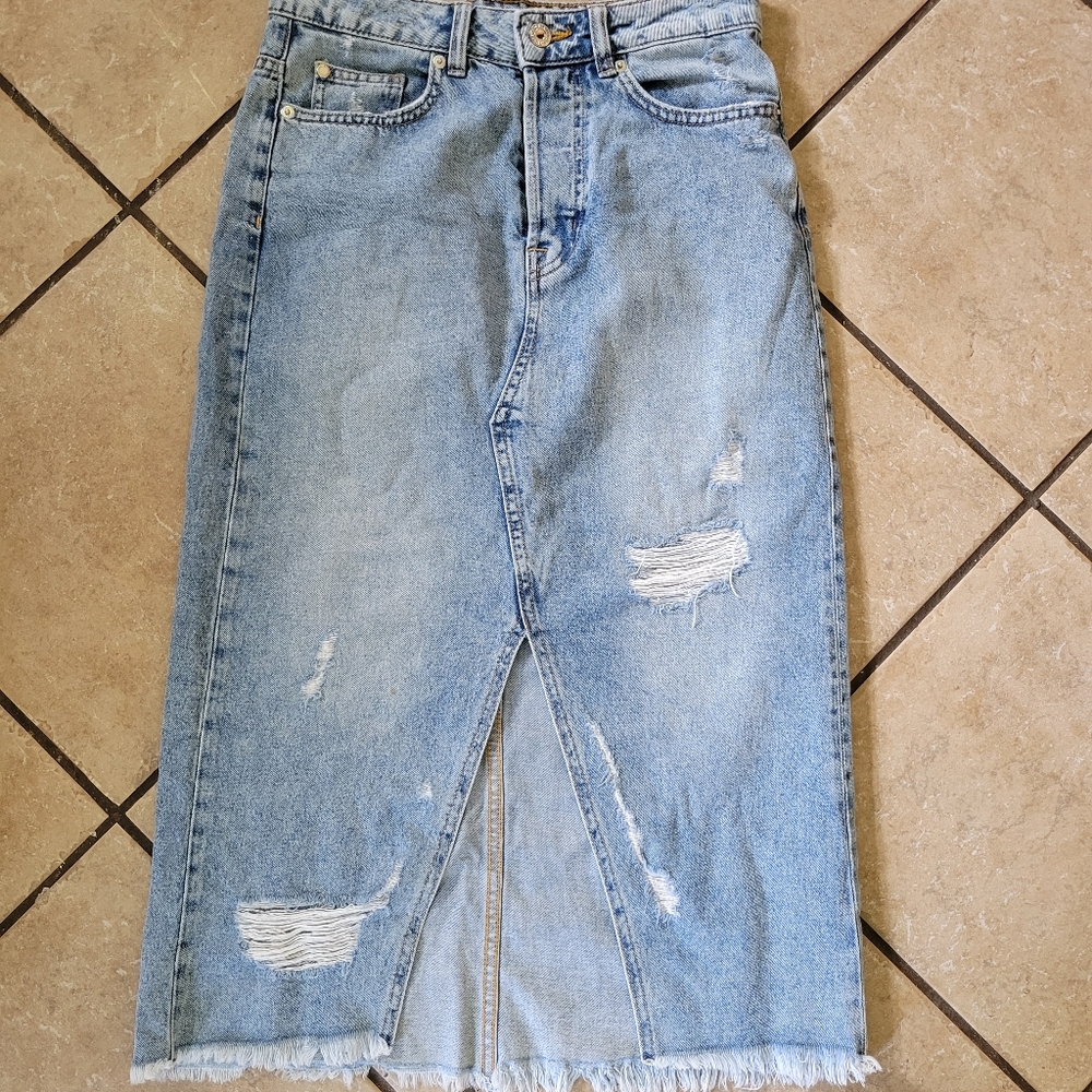 Denim midi skirt